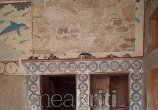 Τοιχογραφία κατάρρευση ανάκτορο Κνωσος