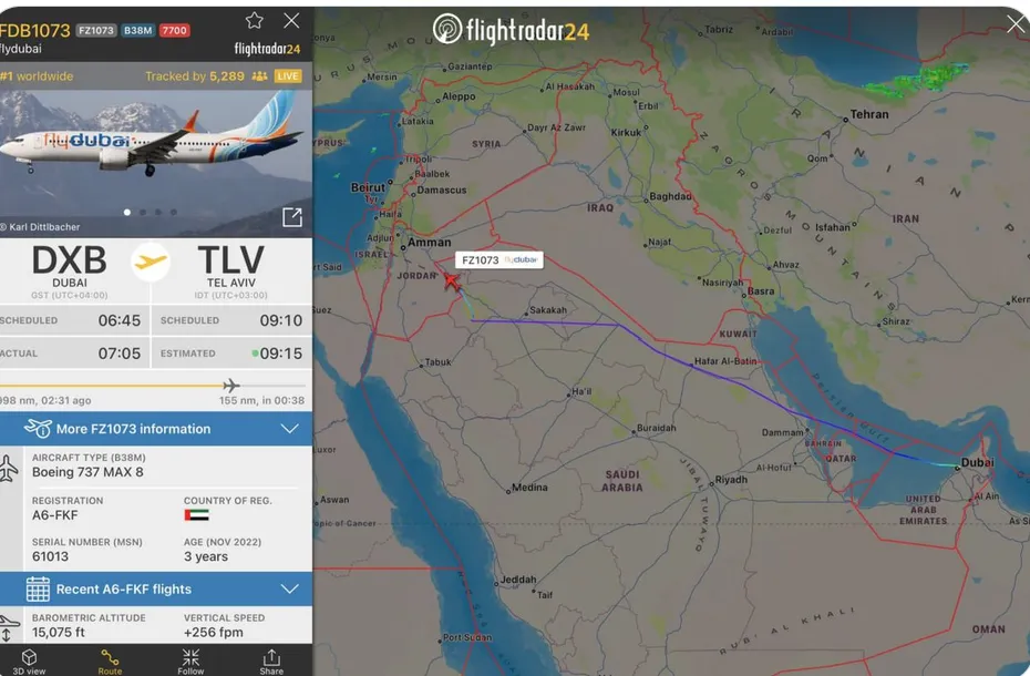 Πτήση της flydubai από Ντουμπάι προς Τελ Αβίβ προσγειώθηκε στο Ταμπούκ — Το αεροσκάφος εξεπέμψε κωδικούς έκτακτης ανάγκης